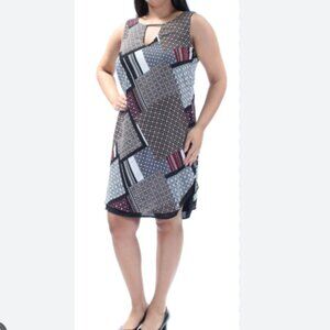 Bar III NWT patchwork mixed print keyhole detail shift dress size S